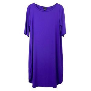 Eileen Fisher jersey tunic dress Sz‎ S purple soft comfy lagenlook
